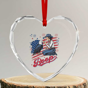 Boop Eagle Heart Crystal Glass Ornament Western Cowgirl Patriotic USA American 4th of July
