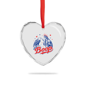 Boop Statue of Liberty and Eagle 4th of July Heart Crystal Glass Ornament