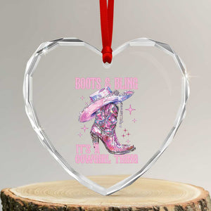 Boots and Bling Its A Cowgirl Thing Heart Crystal Glass Ornament TS10 Transparent Glass 3'' Heart Print Your Wear
