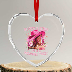 Boots and Bling Its A Cowgirl Thing Western Cowgirl Heart Crystal Glass Ornament TS10 Transparent Glass 3'' Heart Print Your Wear