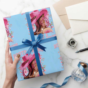 Boots and Bling Its A Cowgirl Thing Western Cowgirl Wrapping Paper Roll TS10 Light Blue Print Your Wear