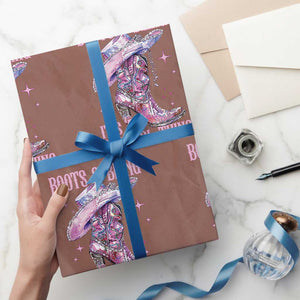 Boots and Bling Its A Cowgirl Thing Wrapping Paper Roll TS10 Mocha Print Your Wear