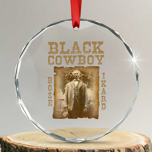 Bose Ikard Crystal Glass Ornament Black Cowboy Western Legend Vintage TS02 Transparent Glass 3'' Circle Print Your Wear