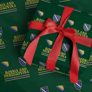 Bosnia Herzegovina Soccer Jersey Style Wrapping Paper Roll Country Map Heritage Football Fan