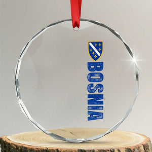 Bosnia Typography Coat of Arms Crystal Glass Ornament Golden Lily Shield Modern Graphic