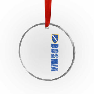 Bosnia Typography Coat of Arms Crystal Glass Ornament Golden Lily Shield Modern Graphic