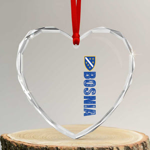 Bosnia Typography Coat of Arms Heart Crystal Glass Ornament Golden Lily Shield Modern Graphic