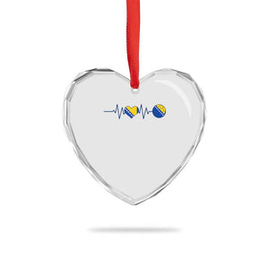 Bosnian Fudbal Heartbeat Heart Crystal Glass Ornament Bosnia And Herzegovina Soccer Fan Gift