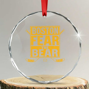 Boston Ice Hockey Crystal Glass Ornament Fear The Bear TS10 Transparent Glass 3'' Circle Print Your Wear