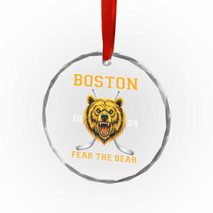 Boston Ice Hockey Crystal Glass Ornament Retro Vintage Fear The Bear TS10 Print Your Wear