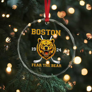 Boston Ice Hockey Crystal Glass Ornament Retro Vintage Fear The Bear TS10 Print Your Wear
