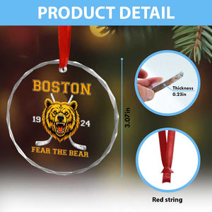 Boston Ice Hockey Crystal Glass Ornament Retro Vintage Fear The Bear TS10 Print Your Wear