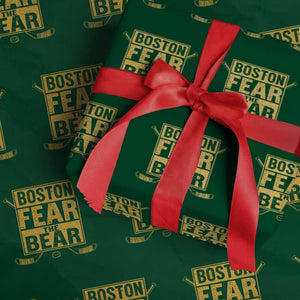 Boston Ice Hockey Wrapping Paper Roll Fear The Bear TS10 Green Print Your Wear