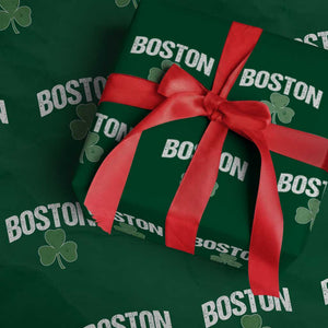 Boston Wrapping Paper Roll St Patricks Day Irish Green Shamrock Massachusetts TS10 Green Print Your Wear