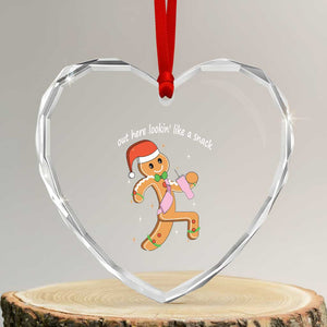 Boujee Gingerbread Man Heart Crystal Glass Ornament Out Here Lookin' Like A Snack TS02 Transparent Glass 3'' Heart Print Your Wear