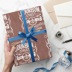 Bourbon Street French Quarter New Orleans Vintage Scrollwork Wrapping Paper Roll TS11 Mocha Print Your Wear