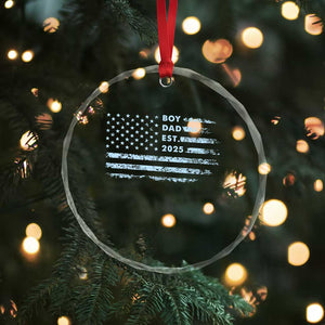Boy Dad Est 2025 Crystal Glass Ornament American Flag First Fathers Day TS10 Print Your Wear