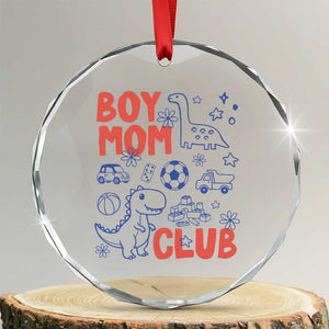 Boy Mom Club Crystal Glass Ornament Mom Of Boys Dinosaur Kids Toy Doodles TS11 Transparent Glass 3'' Circle Print Your Wear