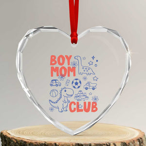 Boy Mom Club Heart Crystal Glass Ornament Mom Of Boys Dinosaur Kids Toy Doodles TS11 Transparent Glass 3'' Heart Print Your Wear