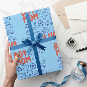 Boy Mom Club Wrapping Paper Roll Mom Of Boys Dinosaur Kids Toy Doodles TS11 Light Blue Print Your Wear