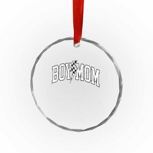 Boy Mom Lightning Bolt Checkered Varsity Son Mama Crystal Glass Ornament TS11 Print Your Wear