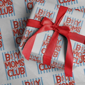 Boy Moms Club Wrapping Paper Roll Funny Motherhood Baseball Gift For Mom TS14 White Print Your Wear