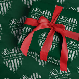 Brain Cancer Awareness Wrapping Paper Roll In May We Wear Gray American Flag Heart TS10 Green Print Your Wear