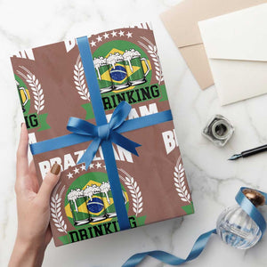 Brazil Drinking Team Wrapping Paper Roll Funny Brazilian Flag Beer Party Gift TS14 Mocha Print Your Wear