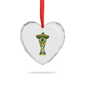 Brazil Football Supporter Gift Heart Crystal Glass Ornament Vai Brasil
