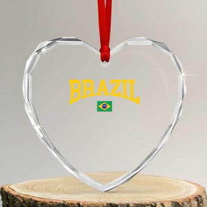 Brazil Football Throwback Design Vintage Brazilian Flag Jersey Style Heart Crystal Glass Ornament TS11 Transparent Glass 3'' Heart Print Your Wear