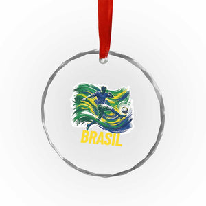 Brazil Soccer Brasil Flag Patriotic Sports Crystal Glass Ornament Brazilian Football Fan Supporter