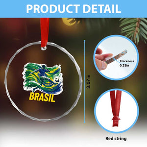 Brazil Soccer Brasil Flag Patriotic Sports Crystal Glass Ornament Brazilian Football Fan Supporter