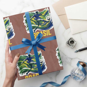 Brazil Soccer Brasil Flag Patriotic Sports Wrapping Paper Roll Brazilian Football Fan Supporter TS14 Mocha Print Your Wear
