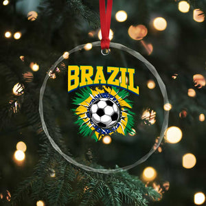 Brazil Soccer Fan Crystal Glass Ornament Brazilian Football Game Day Fan