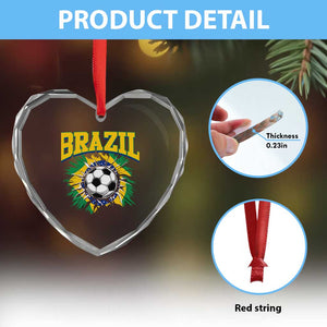 Brazil Soccer Fan Heart Crystal Glass Ornament Brazilian Football Game Day Fan