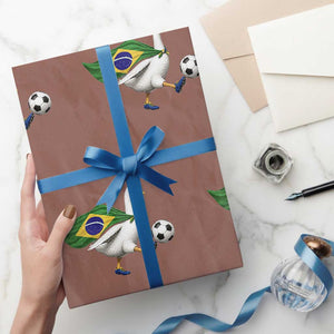Brazil Soccer Goose Wrapping Paper Roll Brazilian Flag Patriotic Football Fan Graphic TS10 Mocha Print Your Wear