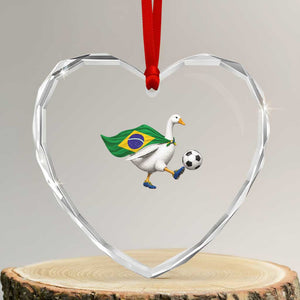 Brazil Soccer Goose Heart Crystal Glass Ornament Brazilian Flag Patriotic Football Fan Graphic TS10 Transparent Glass 3'' Heart Print Your Wear