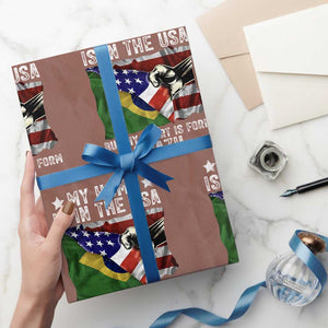 Brazilian American Patriot Heart Is From Brazil Flag Wrapping Paper Roll TS14 Mocha Print Your Wear