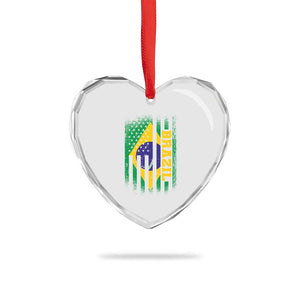 Brazilian Americans Brazilian Pride Latin Vintage USA Brazil Flag Heart Crystal Glass Ornament TS11 Print Your Wear