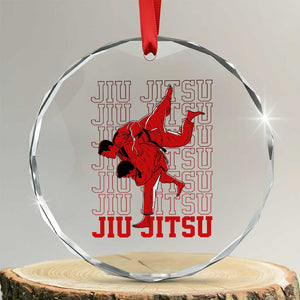 Brazilian Jiu Jitsu Crystal Glass Ornament BJJ Distressed TS10 Transparent Glass 3'' Circle Print Your Wear