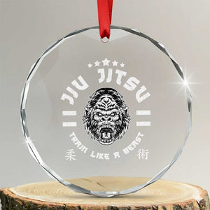 Brazilian Jiu Jitsu Crystal Glass Ornament Train Like A Beast Vintage BJJ Grappling Gorilla TS10 Transparent Glass 3'' Circle Print Your Wear