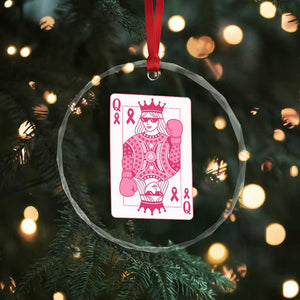 Breast Cancer Awareness Crystal Glass Ornament Queen Of Pink Ribbon Blackjack Cards Poker TS10 Print Your Wear