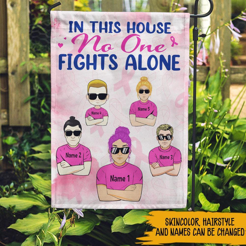 Personalized Breast Cancer Awareness Month Flag In This House No One Fights Alone CTM One Size Custom - Printyourwear