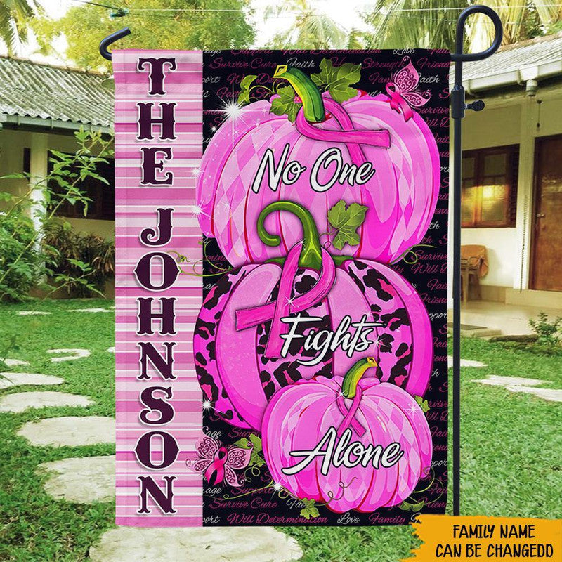 Personalized Breast Cancer Awareness Month Flag In This Family No One Fights Alone NO.1 CTM One Size Custom - Printyourwear