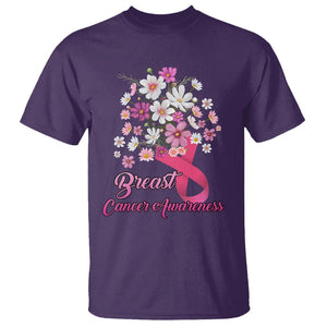 Breast Cancer Awareness T Shirt Pink Ribbon Flower Bouquet Supoprt Women Breast Cancer Warrior TS02 Purple Printyourwear