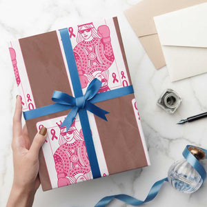Breast Cancer Awareness Wrapping Paper Roll Queen Of Pink Ribbon Blackjack Cards Poker TS10 Mocha Print Your Wear