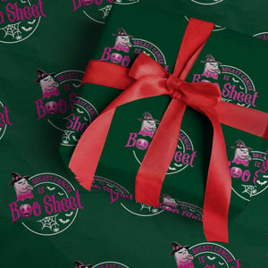 Breast Cancer Is Boo Sheet Wrapping Paper Roll October Ghost Pink Ribbon TS10 Green Print Your Wear