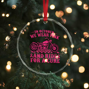 Breast Cancer Motorcycle Crystal Glass Ornament In October We Wear Pink Ride For A Cure TS10 Print Your Wear