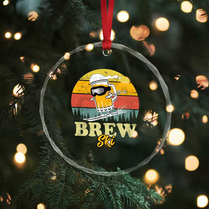 Brewski Skiing Beer Crystal Glass Ornament Funny Skiing Skier Ski Vacation Retro Sunset TS11 Print Your Wear