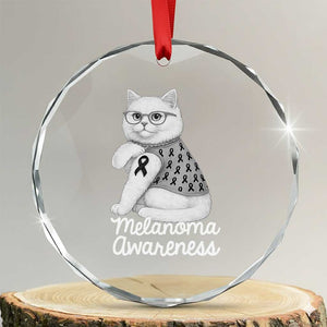 British Shorthair Skin Cancer Awareness Crystal Glass Ornament Melanoma Fighter Cat Gift TS12 Transparent Glass 3'' Circle Print Your Wear